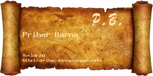 Priher Barna névjegykártya
